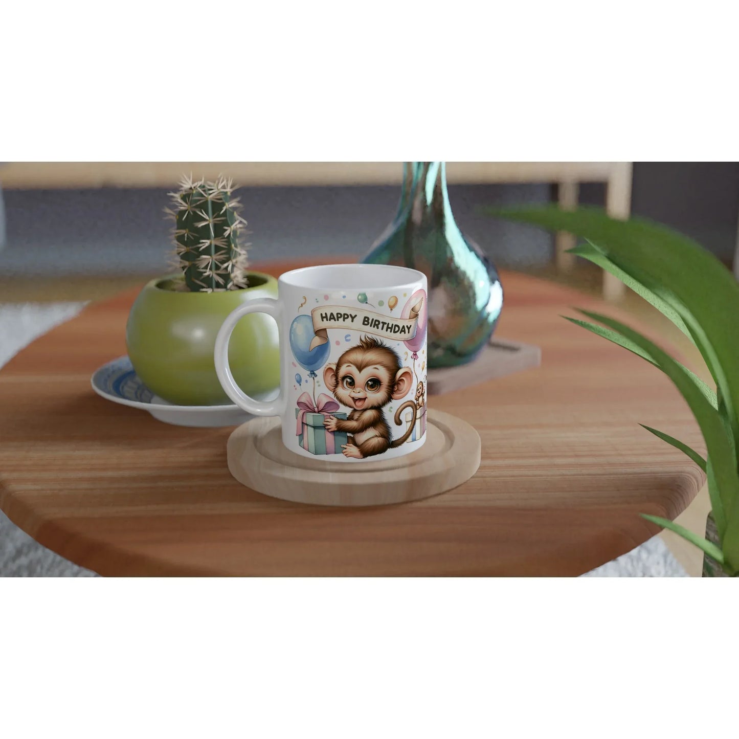 Keramiktasse Happy Birthday Affe