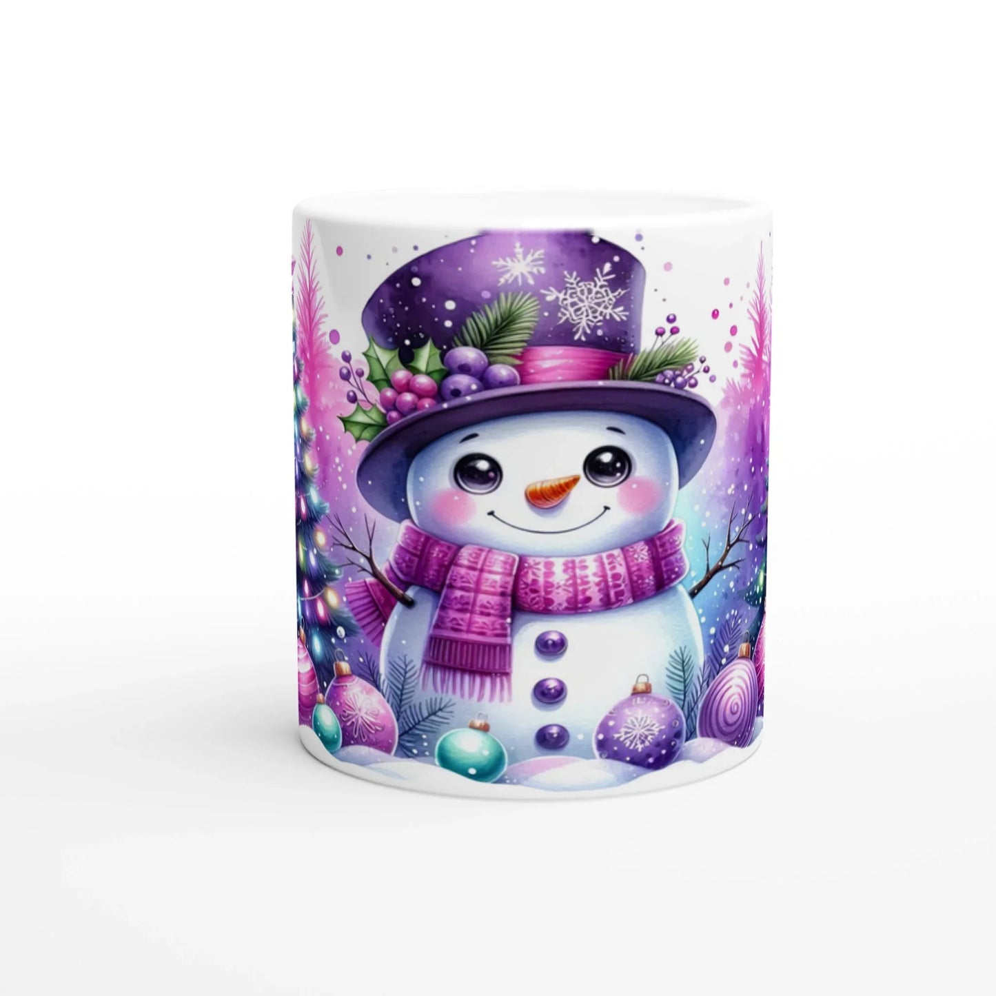 Tasse Weihnachten lila Schneemann Default Title