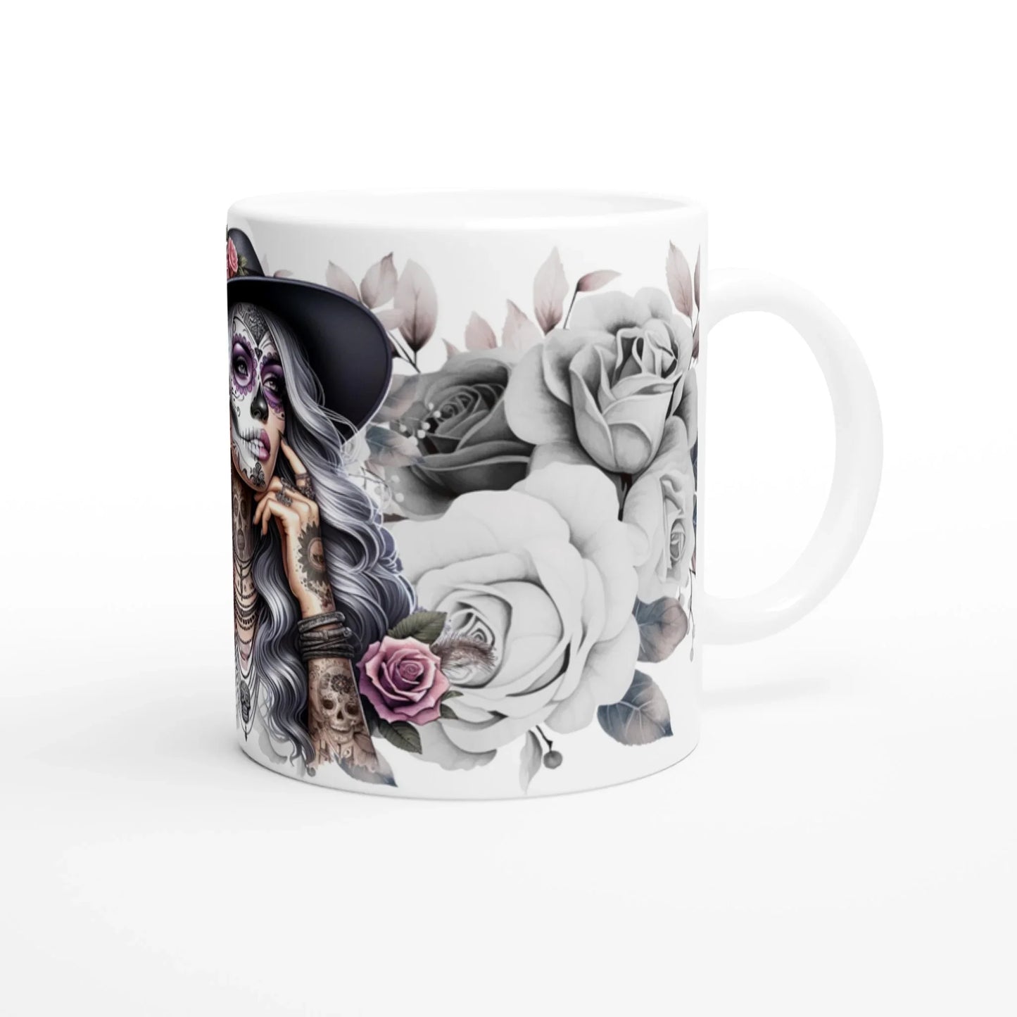 Keramiktasse blumen skull Frau