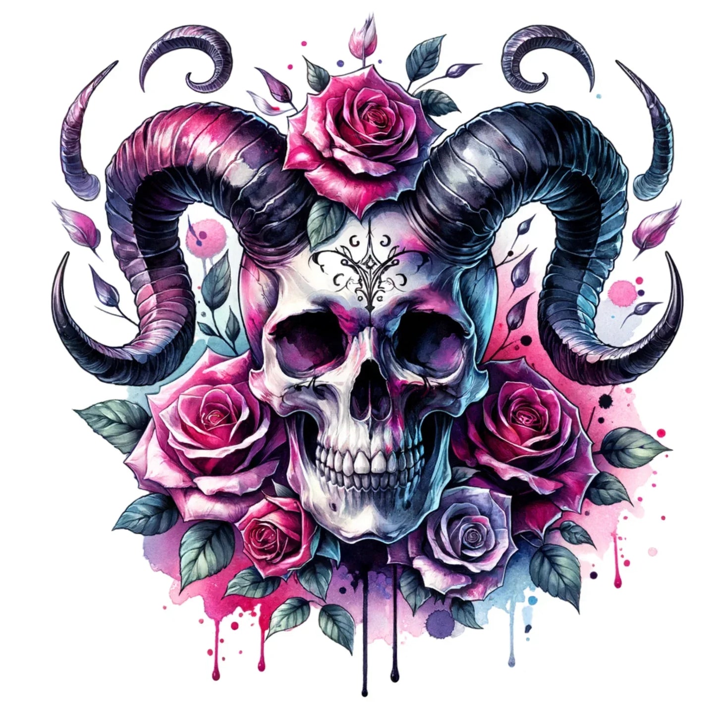 Sticker Totenkopf | Skull | Rosen Bild_17 medium ca. 9cm Höhe