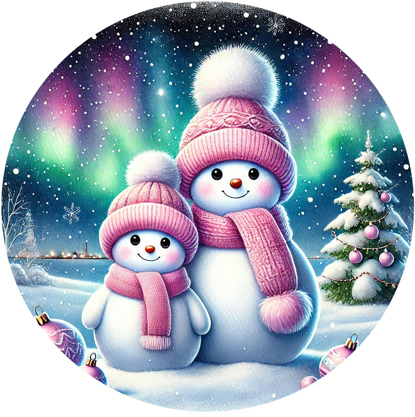 Bügelbilder Weihnachten Schneemänner pink - Magic Miracle Design