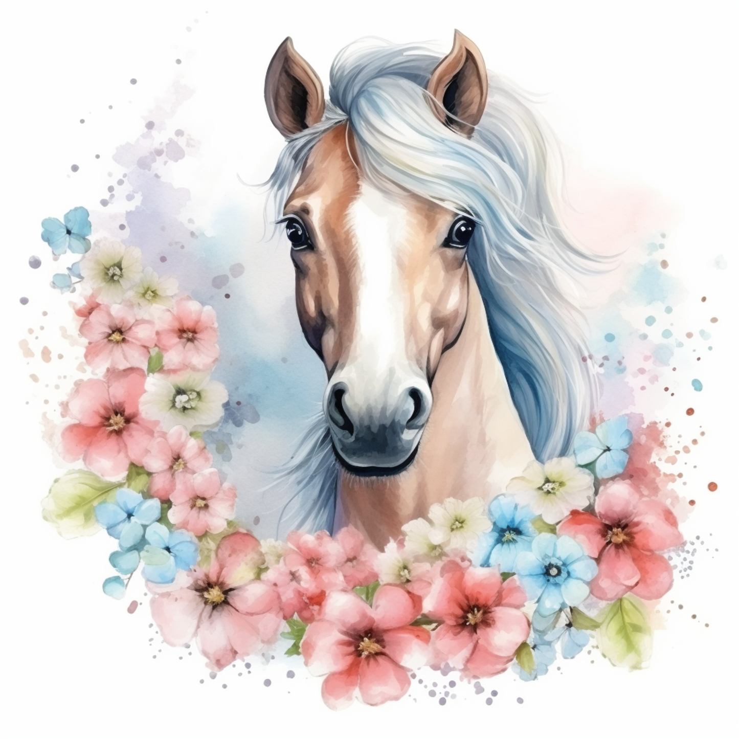 Bügelbilder Pferde mit Blumen - Magic Miracle Design