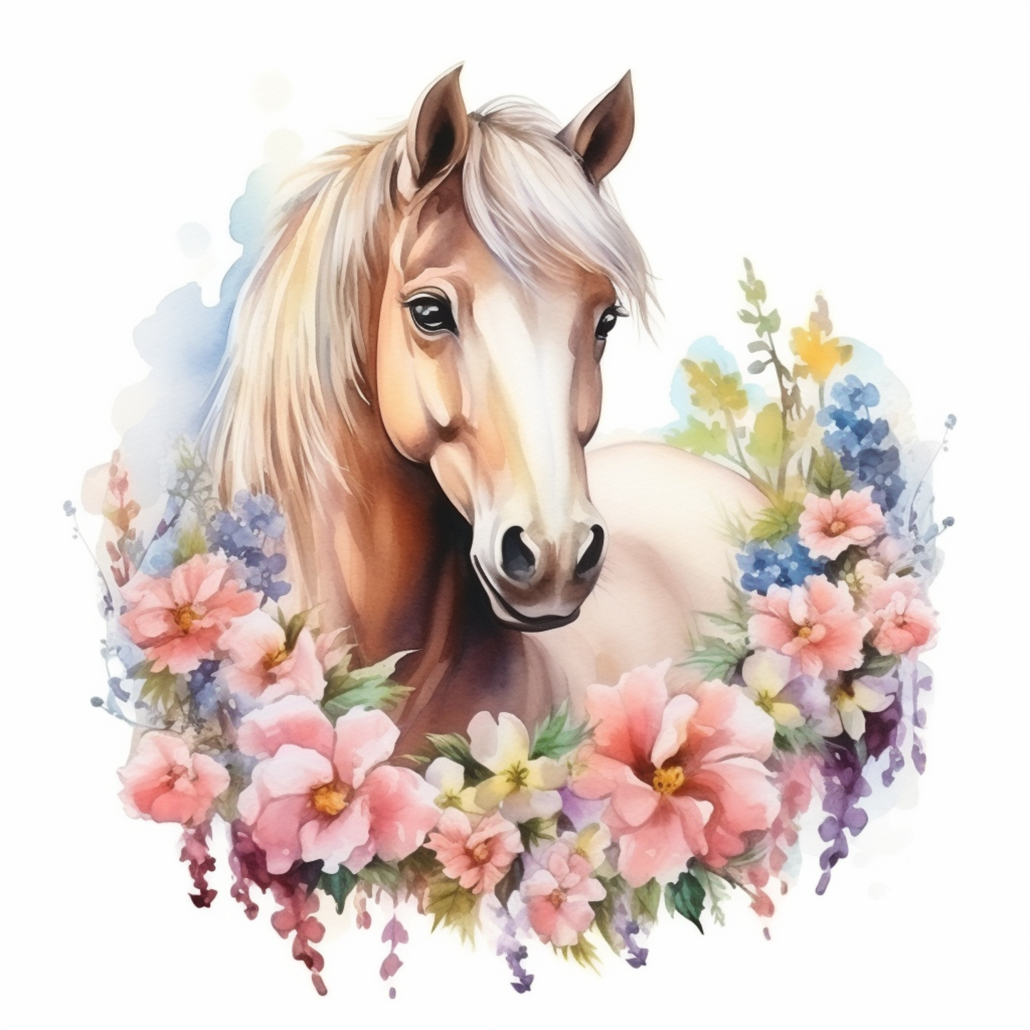 Bügelbilder Pferde mit Blumen - Magic Miracle Design