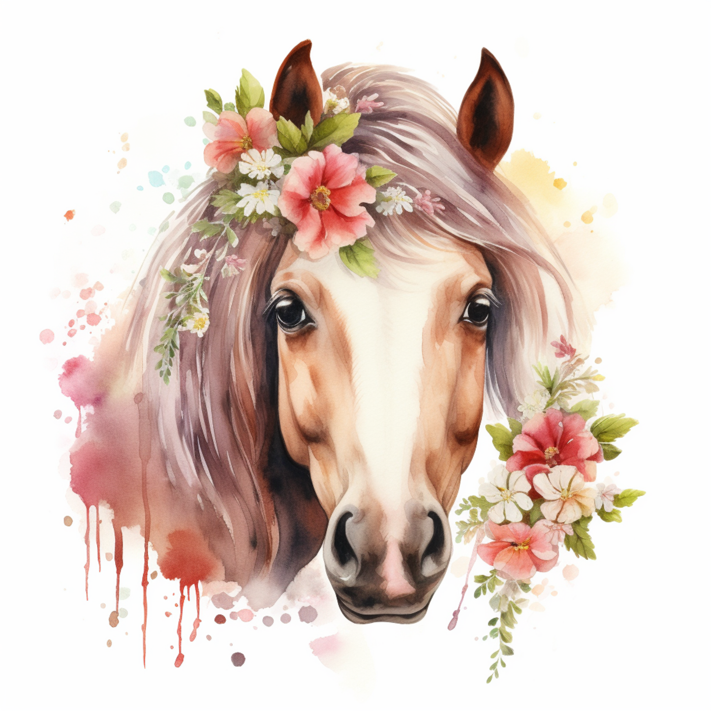 Bügelbilder Pferde mit Blumen - Magic Miracle Design