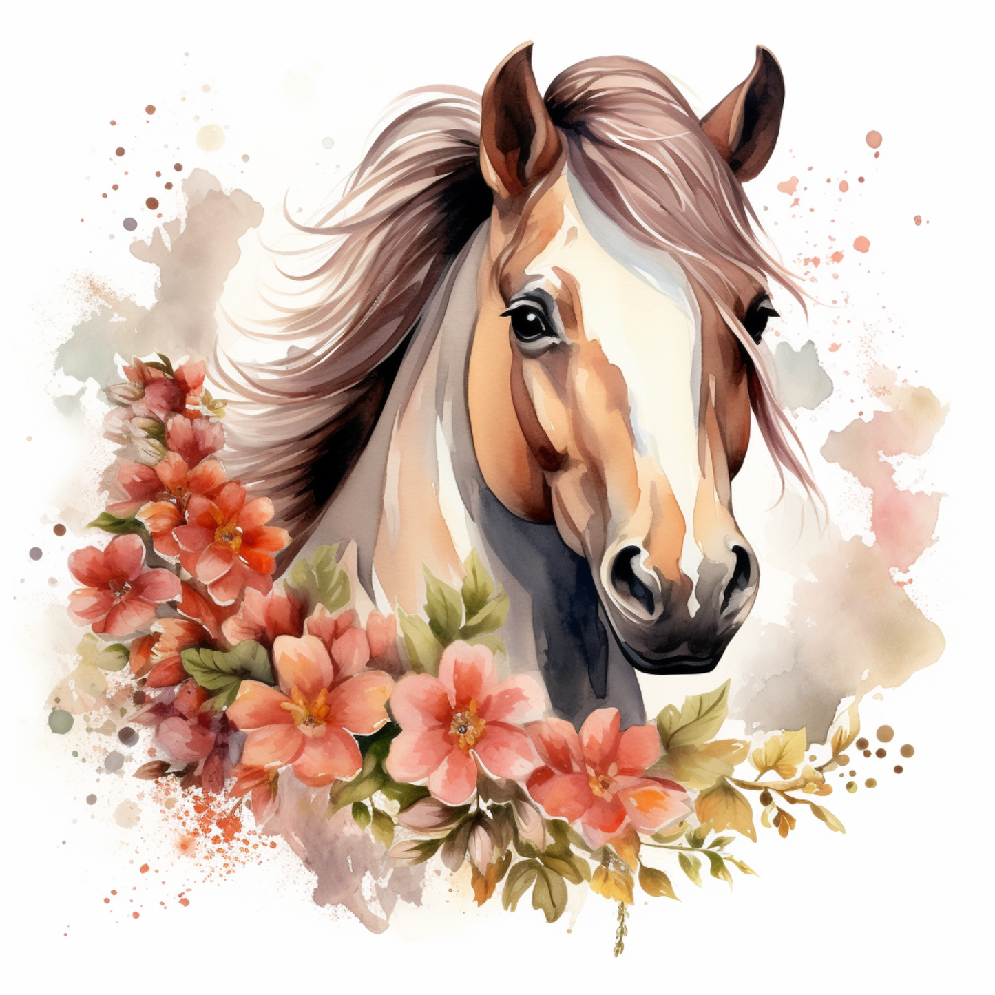 Bügelbilder Pferde mit Blumen - Magic Miracle Design