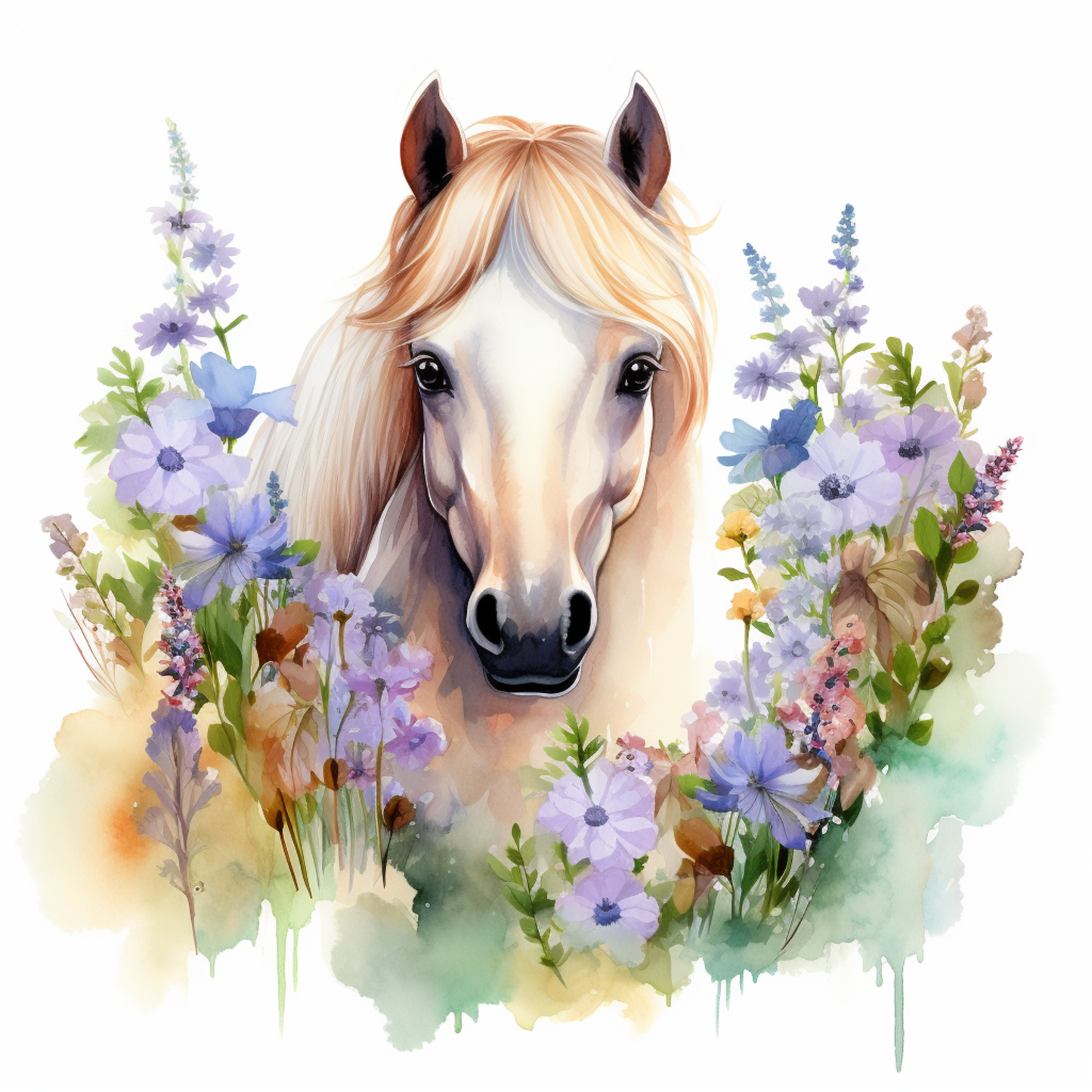 Bügelbilder Pferde mit Blumen - Magic Miracle Design