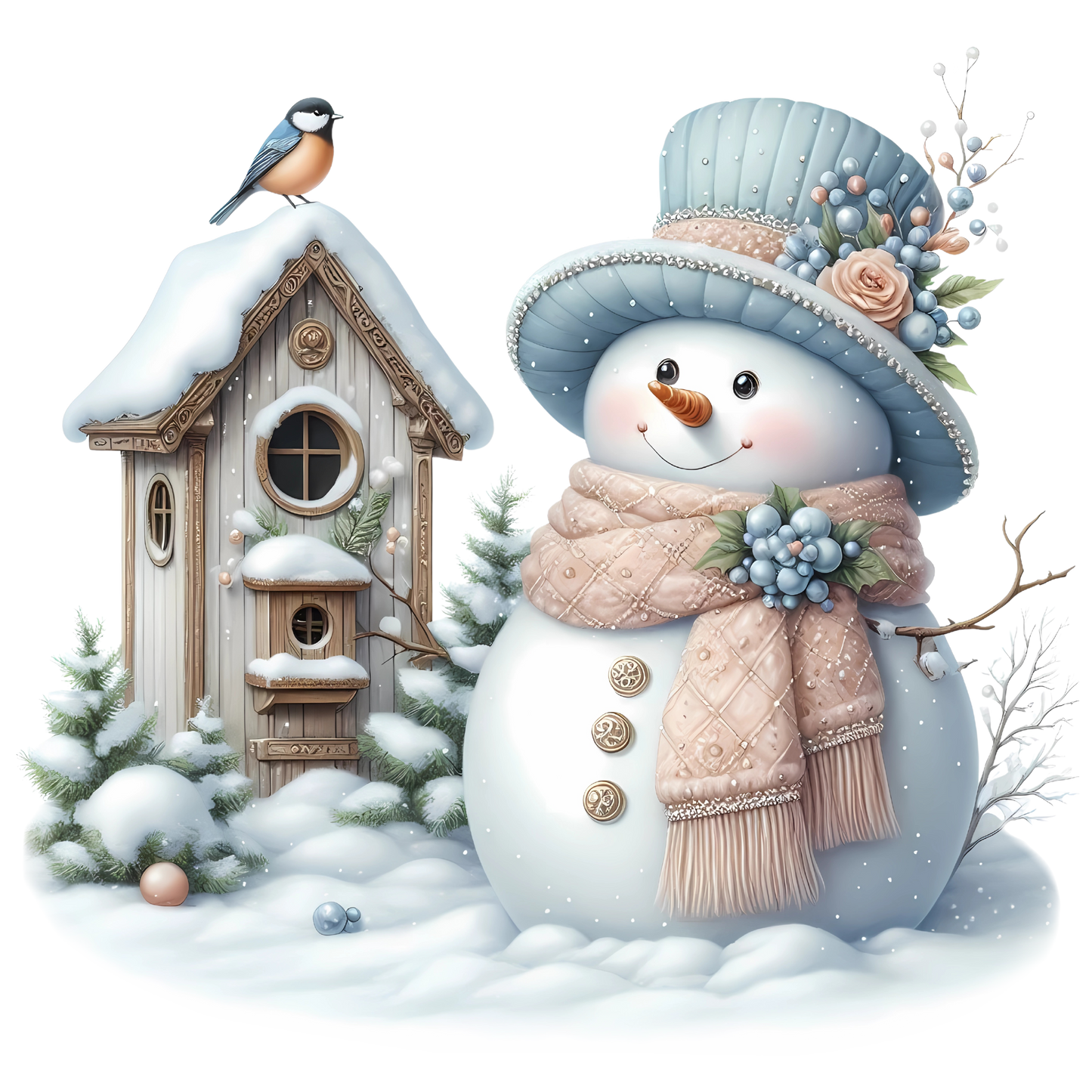 Bügelbilder Weihnachten Schneemänner pastell - Magic Miracle Design