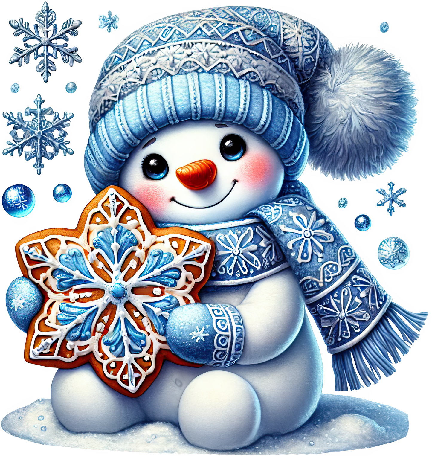 Bügelbilder Weihnachten Schneemänner blau - Magic Miracle Design
