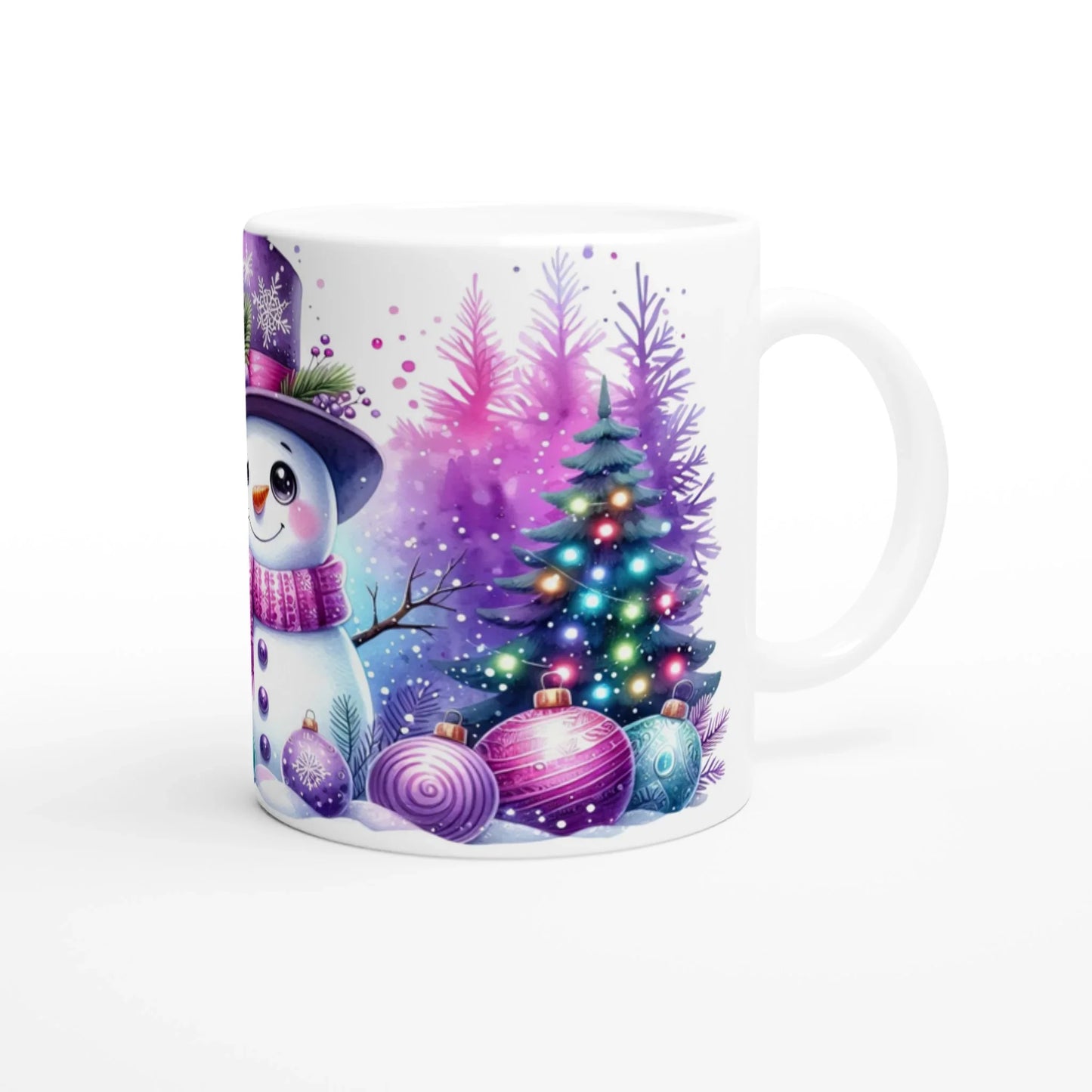 Tasse Weihnachten lila Schneemann