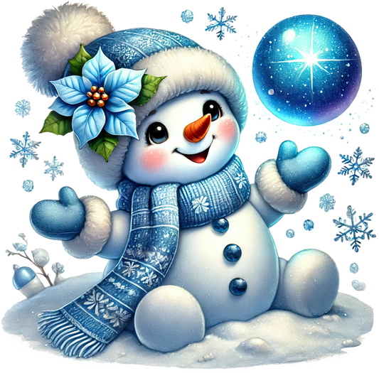 Bügelbilder Weihnachten Schneemänner blau Bild_2