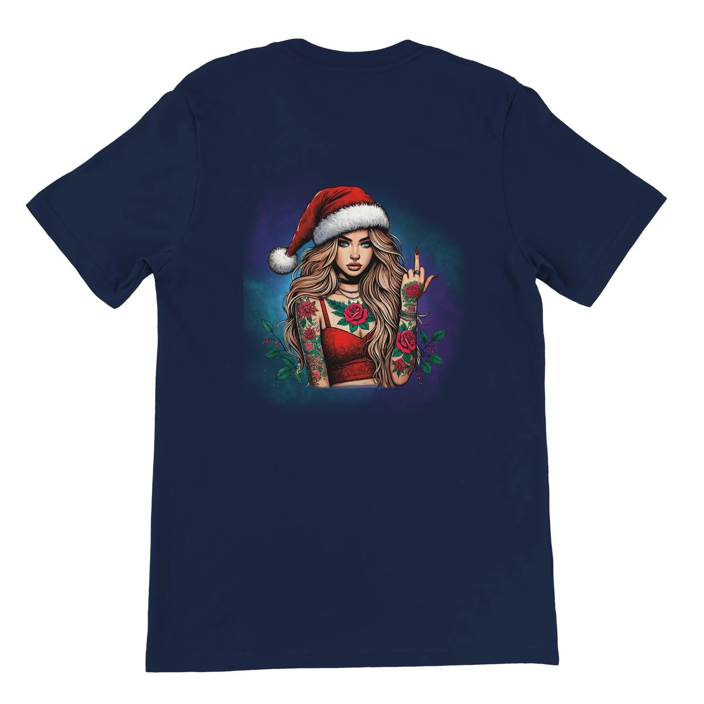 Premium T-Shirt tätowierte Frau Marine