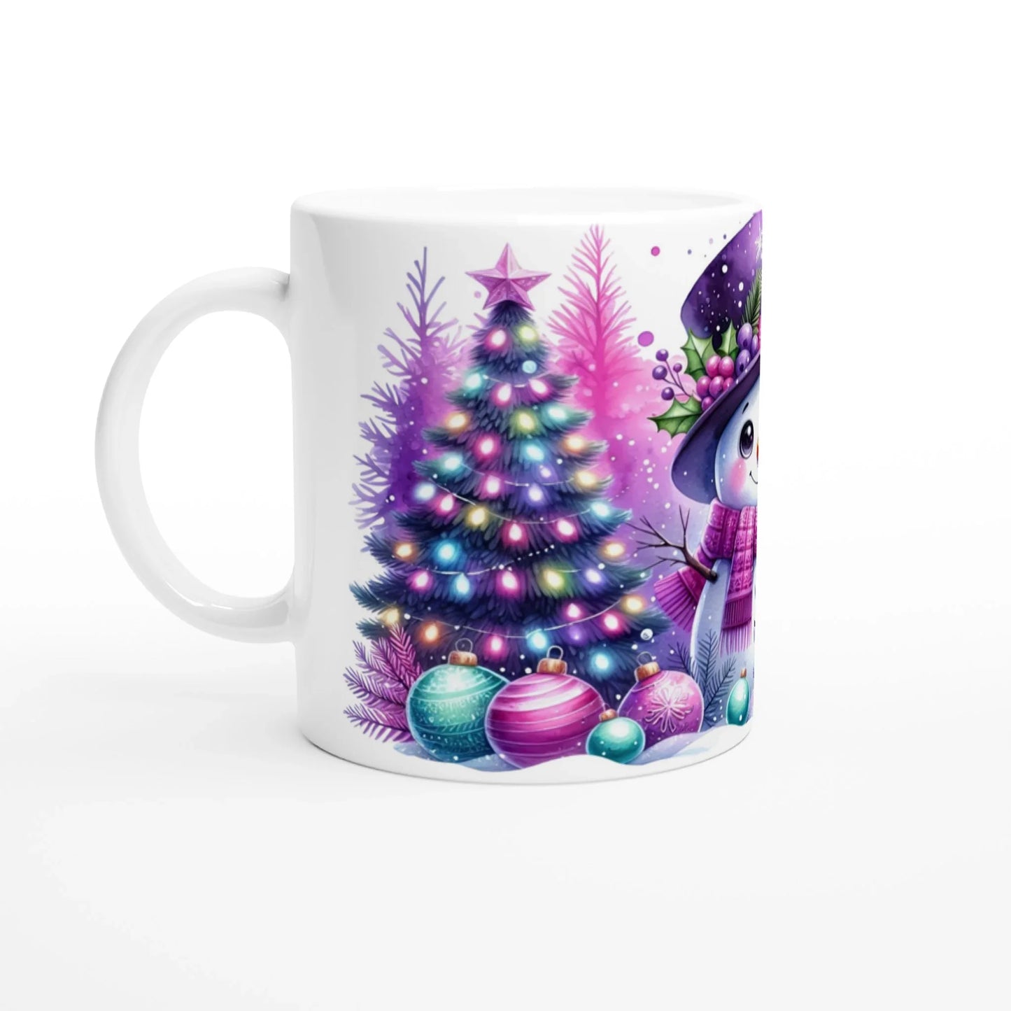 Tasse Weihnachten lila Schneemann