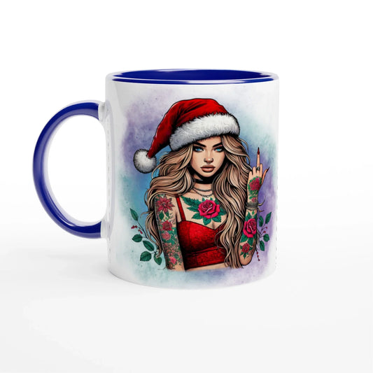 Tasse Weihnachten provokantes Girl Keramikblau
