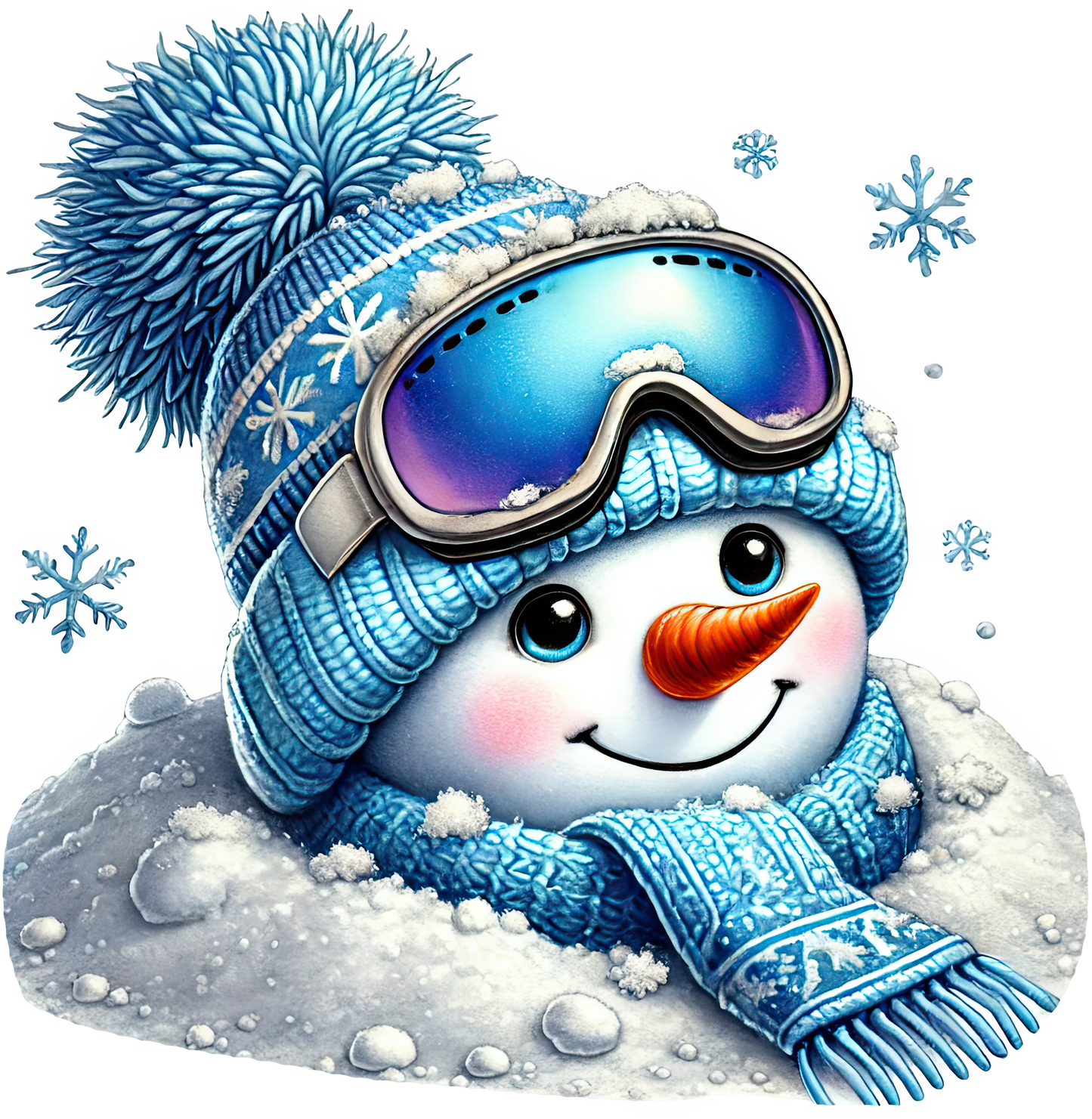 Bügelbilder Weihnachten Schneemänner blau - Magic Miracle Design