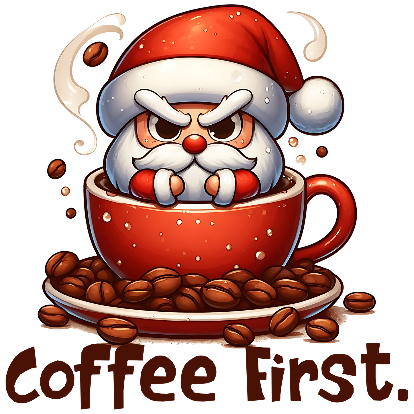 Bügelbilder Weihnachtsmann Kaffee - Magic Miracle Design