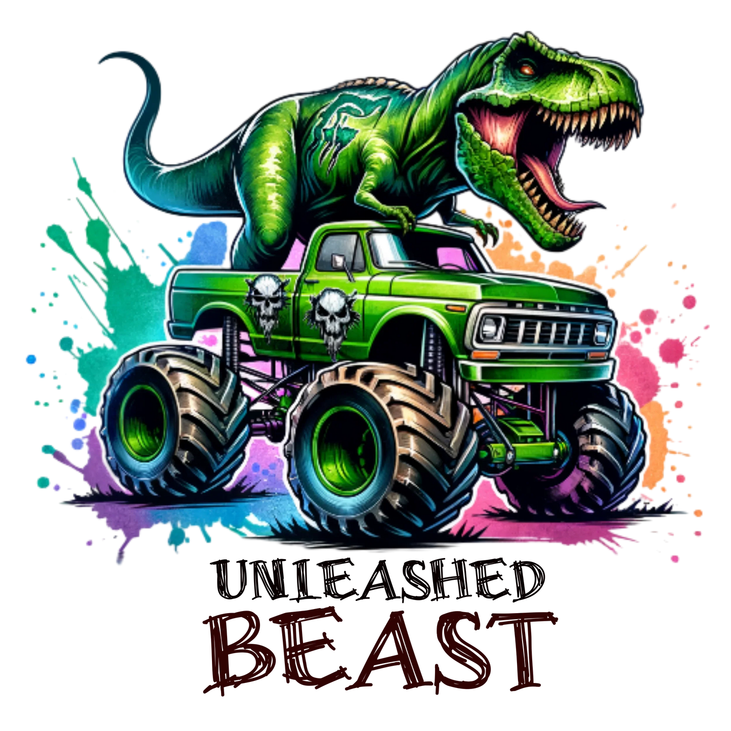 Bügelbilder Monstertruck mit Dino Bild_6