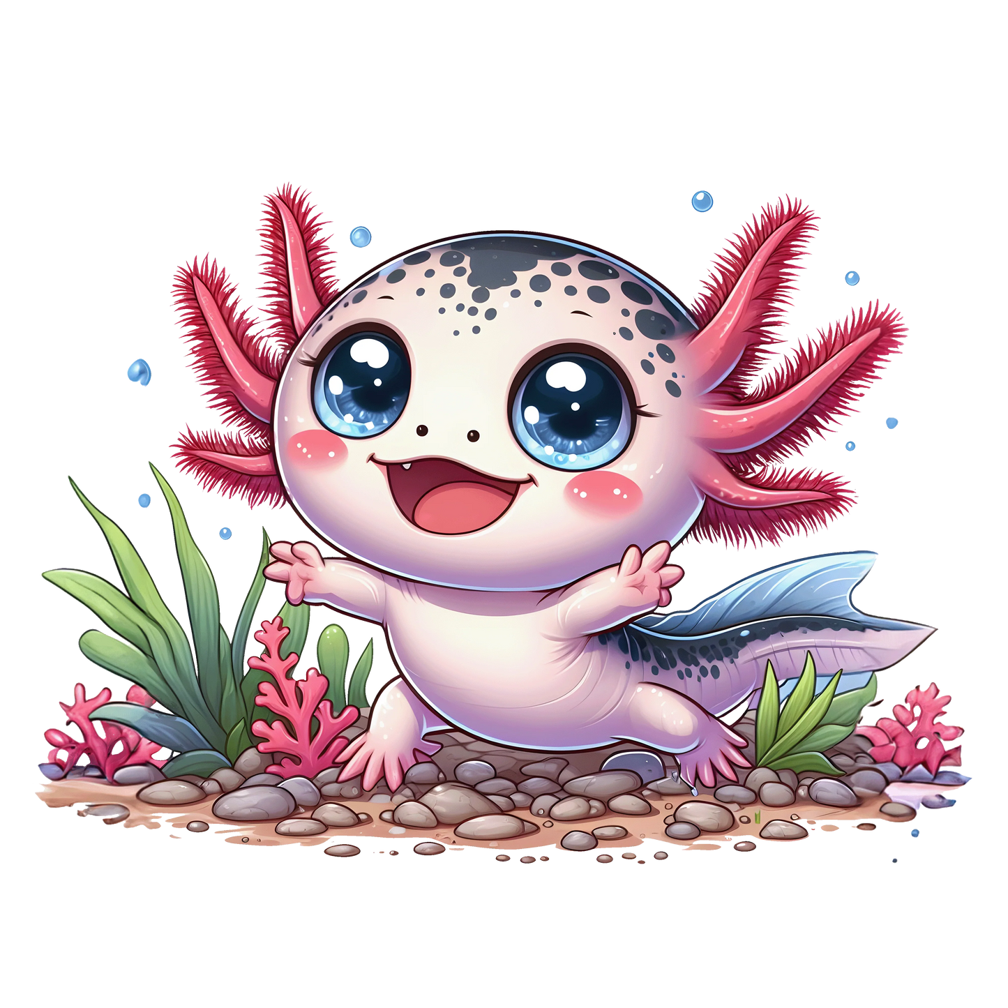Bügelbild süßes Axolotl – für Baumwolle & Polyester Bild_3