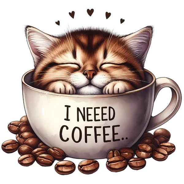Bügelbild Katze Kaffee – robuste Premium-Folie Bild_7