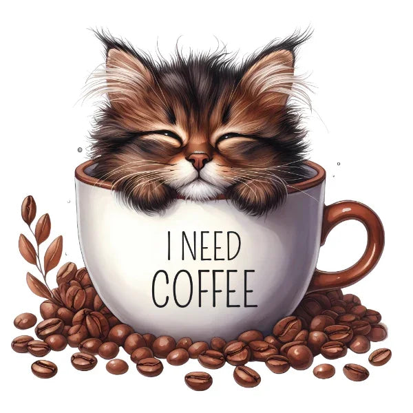 Bügelbild Katze Kaffee – robuste Premium-Folie Bild_11
