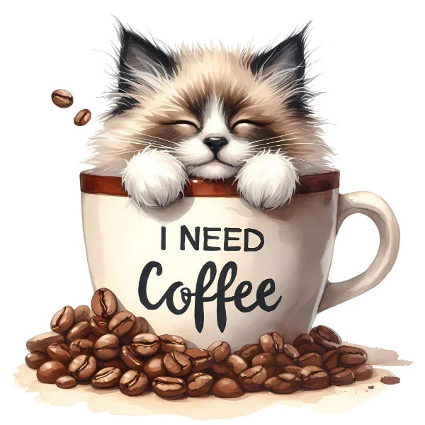 Bügelbild Katze Kaffee – robuste Premium-Folie Bild_12