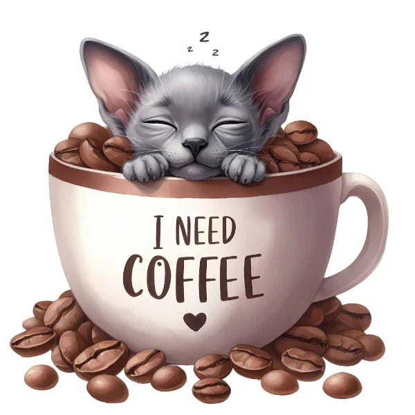 Bügelbild Katze Kaffee – robuste Premium-Folie Bild_13