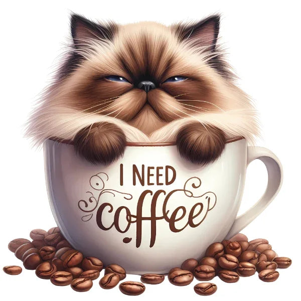 Bügelbild Katze Kaffee – robuste Premium-Folie Bild_14