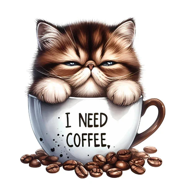 Bügelbild Katze Kaffee – robuste Premium-Folie Bild_15