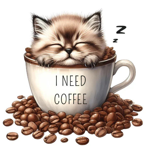 Bügelbild Katze Kaffee – robuste Premium-Folie Bild_16