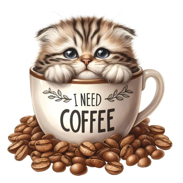 Bügelbild Katze Kaffee – robuste Premium-Folie Bild_17