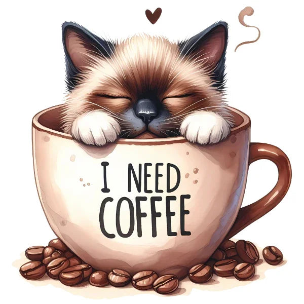 Bügelbild Katze Kaffee – robuste Premium-Folie Bild_18