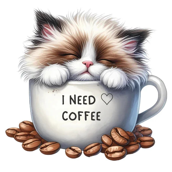 Bügelbild Katze Kaffee – robuste Premium-Folie Bild_19