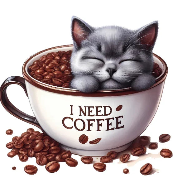Bügelbild Katze Kaffee – robuste Premium-Folie Bild_4