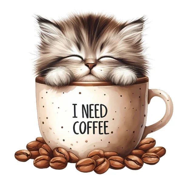 Bügelbild Katze Kaffee – robuste Premium-Folie Bild_6