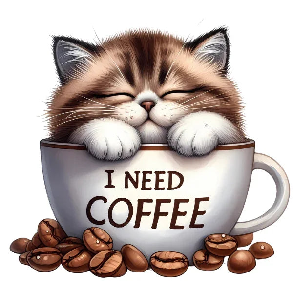 Bügelbild Katze Kaffee – robuste Premium-Folie Bild_9