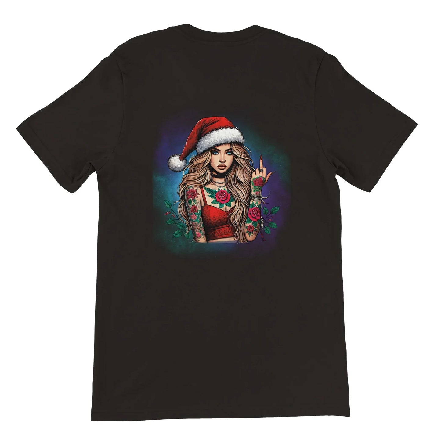 Premium T-Shirt tätowierte Frau Schwarz