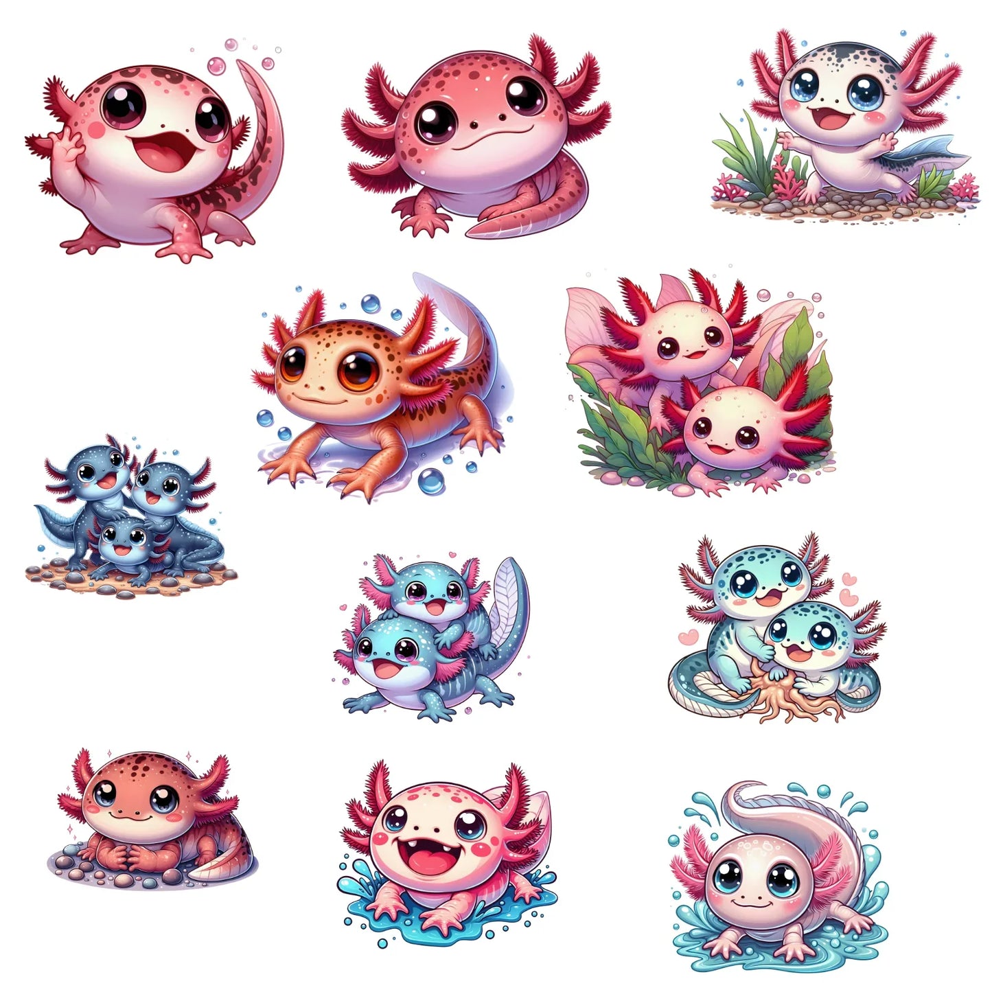 Bügelbild süßes Axolotl – für Baumwolle & Polyester