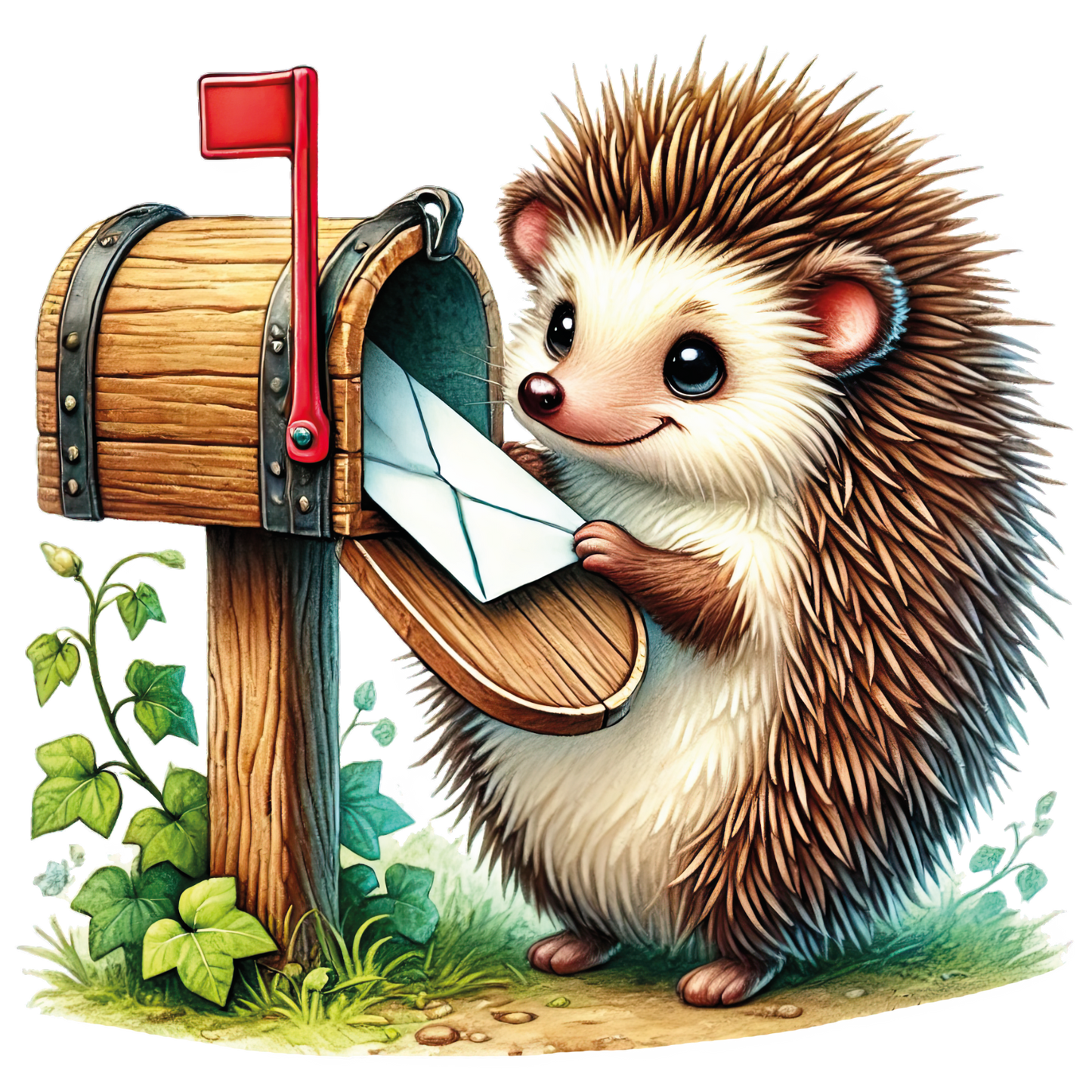 Bügelbild Tiere mit Brief