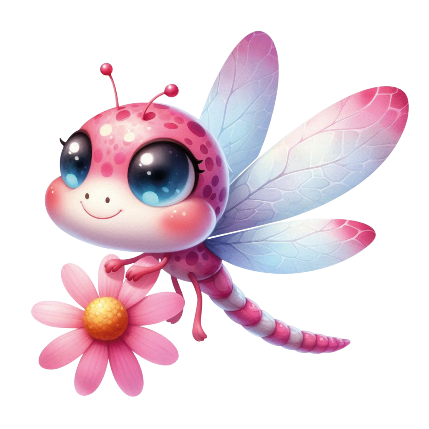 Bügelbild Libelle mit Blume