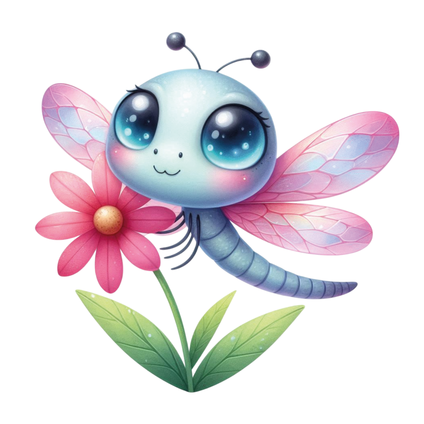 Bügelbild Libelle mit Blume