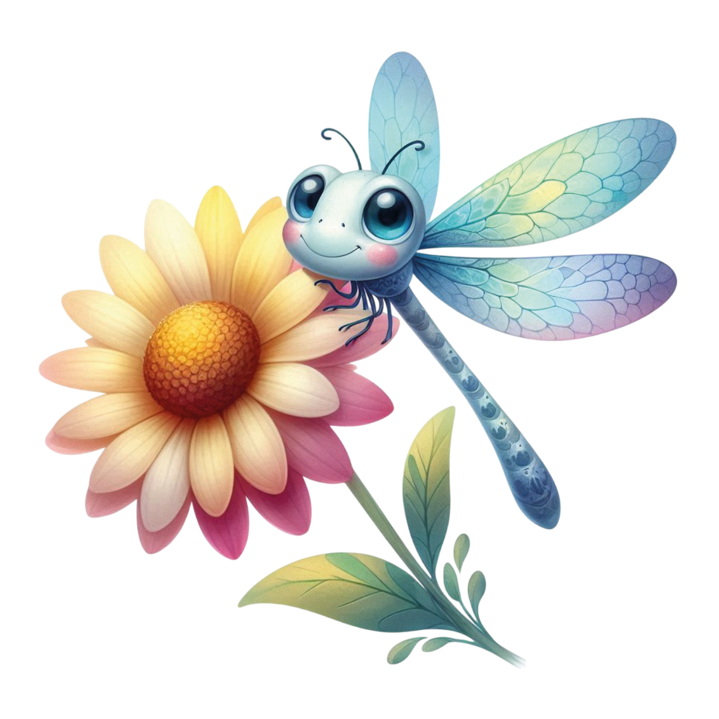 Sticker Libelle mit Blume