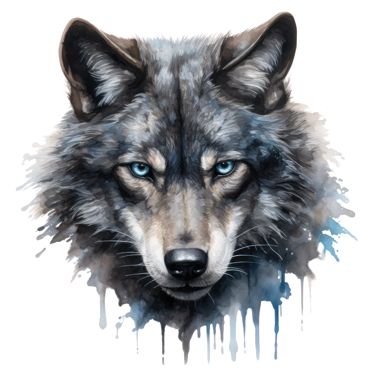 Bügelbild Wolf mit Mond