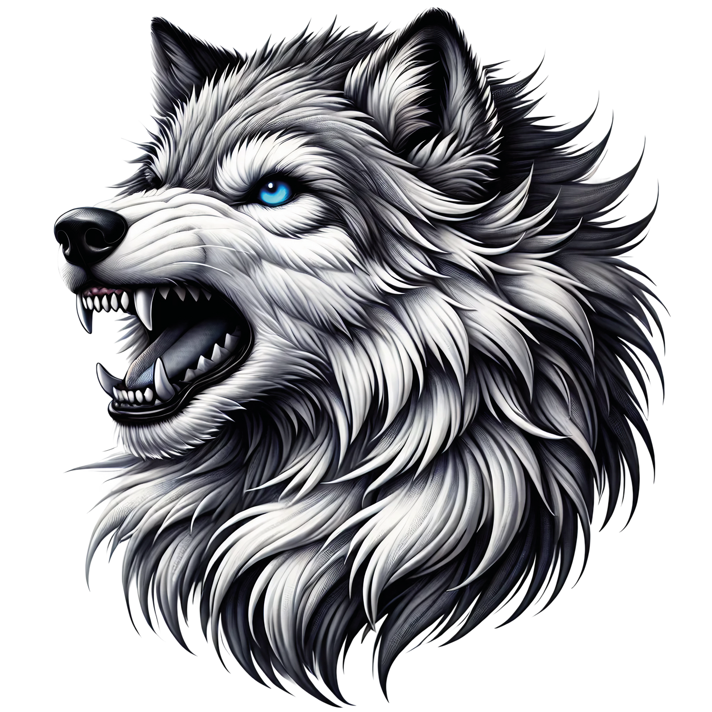 Bügelbild Wolf mit Mond