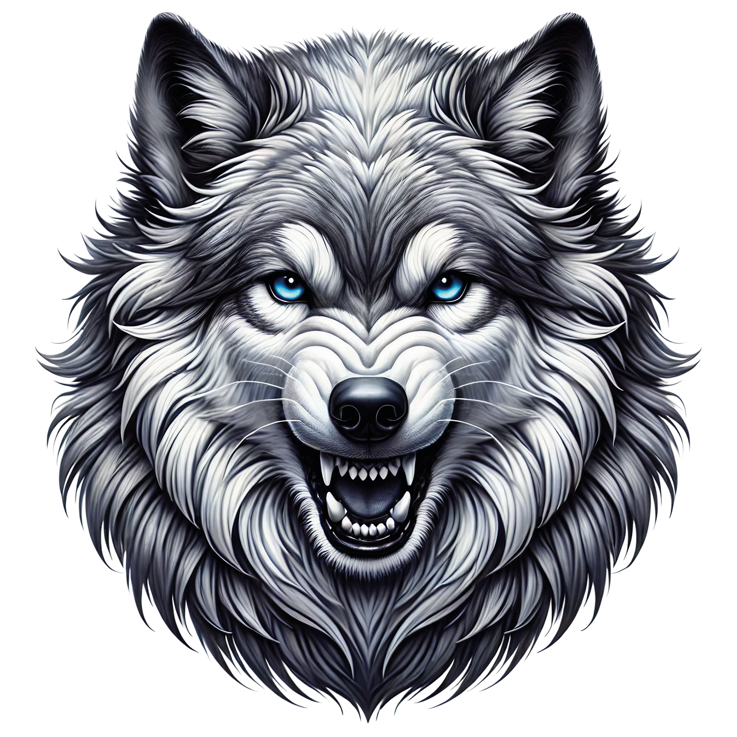 Bügelbild Wolf mit Mond