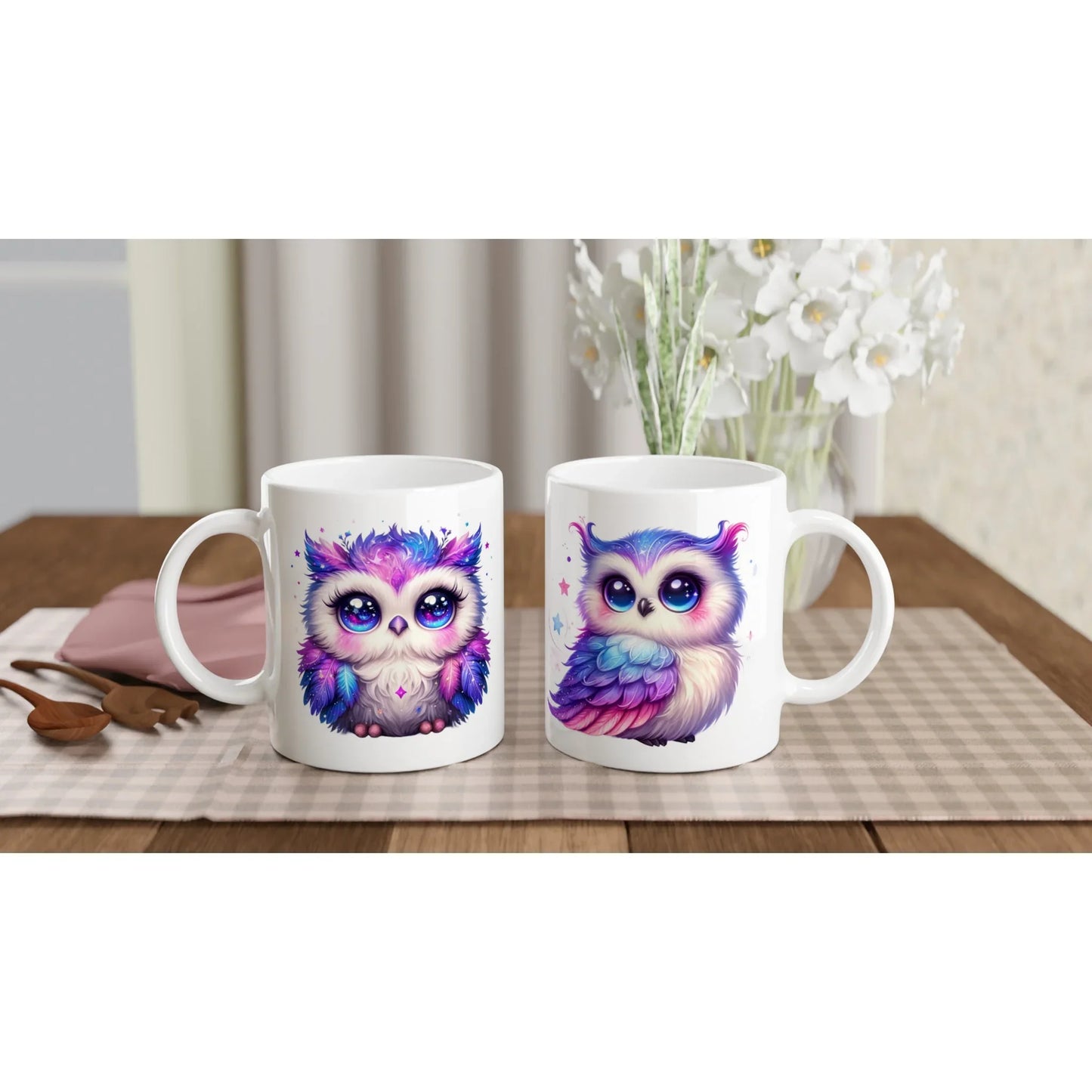Keramiktasse Eule Pink Lila