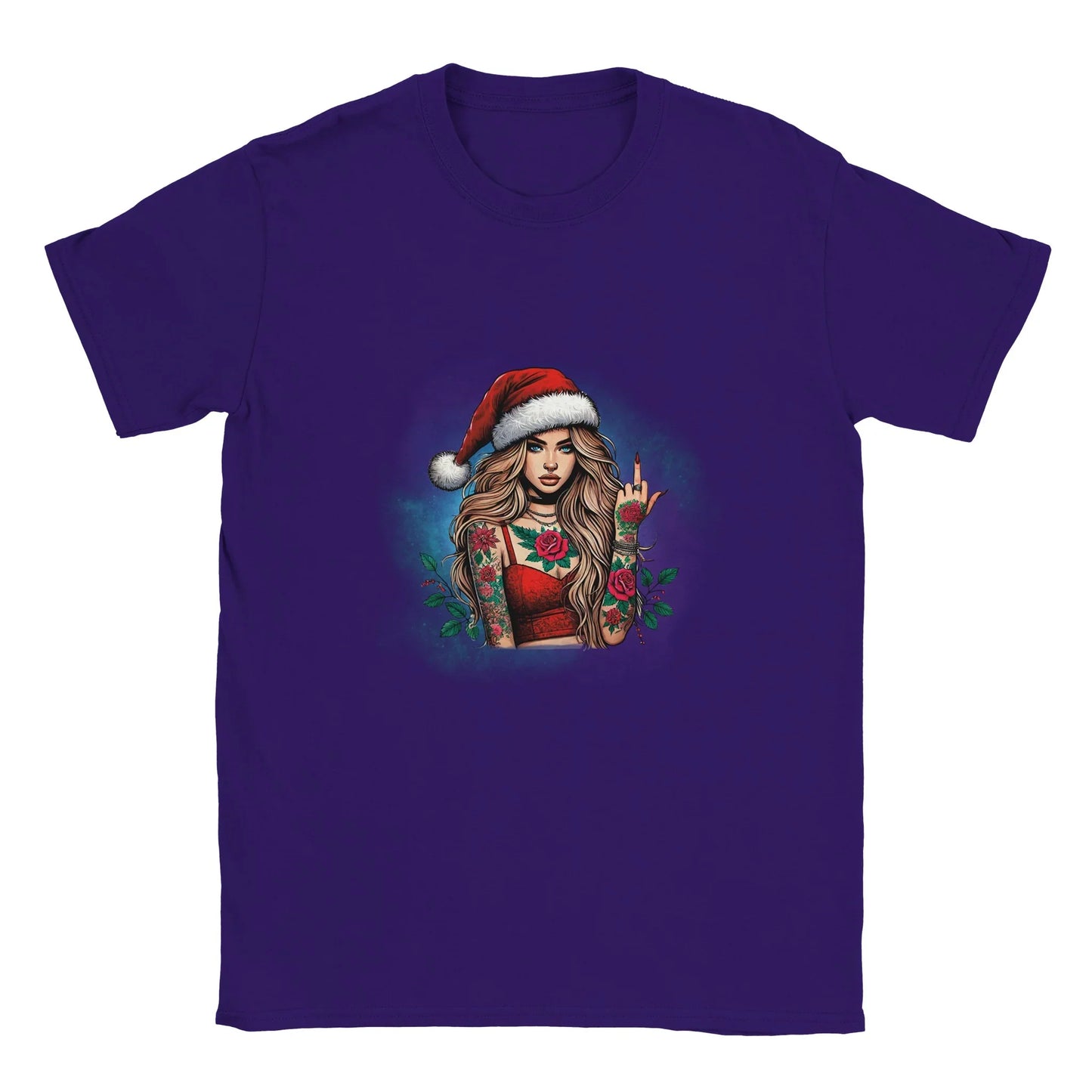 Klassisches T-Shirt tätowierte Frau Lila