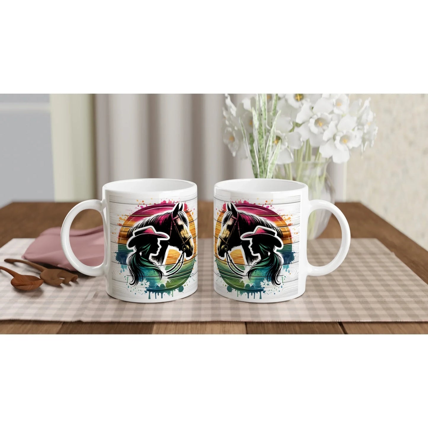 Keramiktasse Pferde Mädchen