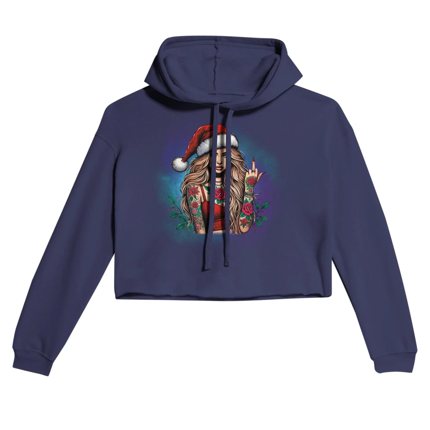 Damen Cropped Hoodie tätowierte Frau S Sturm