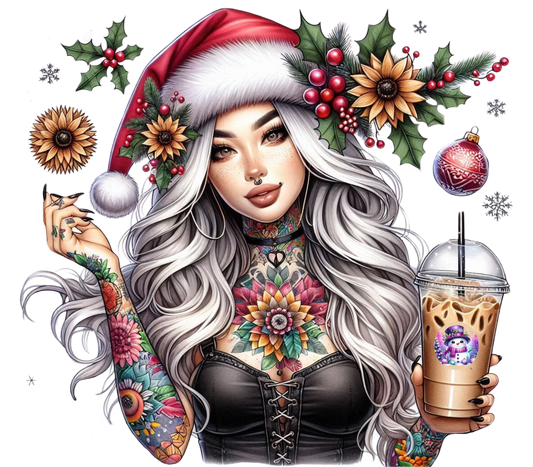 Bügelbild Weihnachtsfrau mit Kaffee Weihnachten Bild_1 small ca. 5cm x 5cm