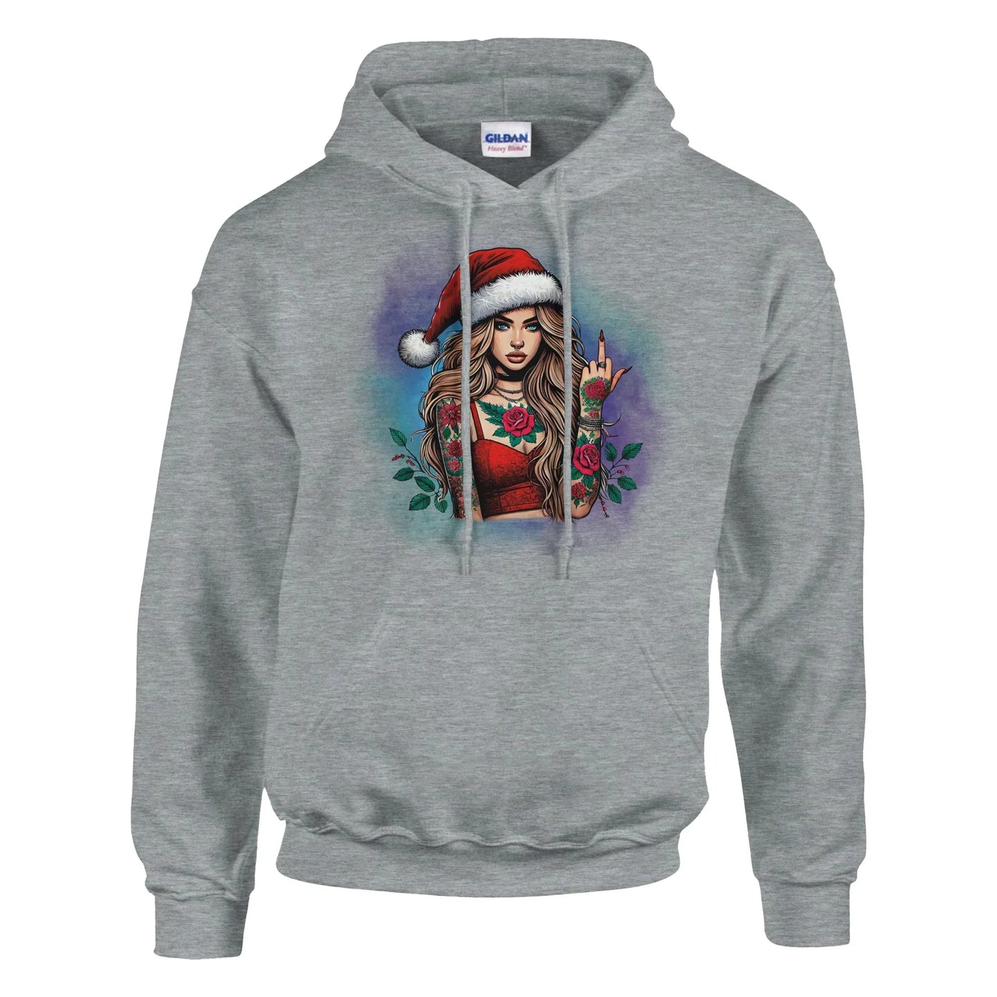 Hoodie Weihnachten tätowierte Frau XL Sport Grey