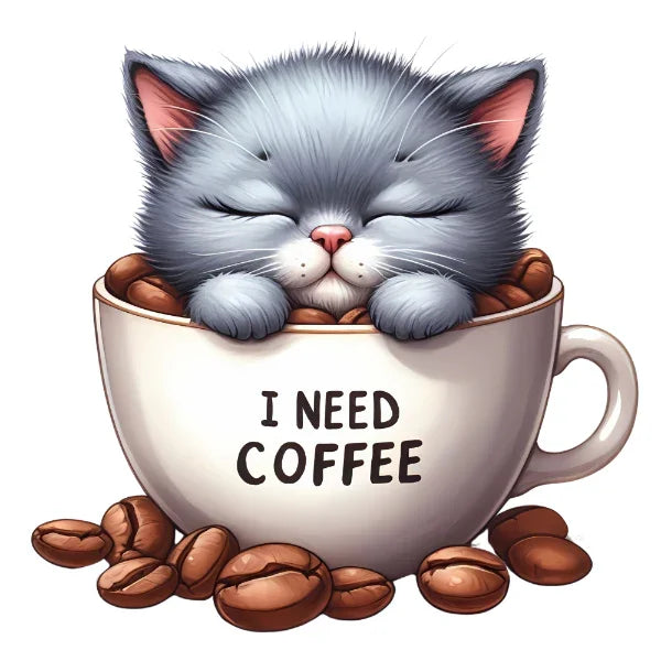 Bügelbild Katze Kaffee – robuste Premium-Folie Bild_8